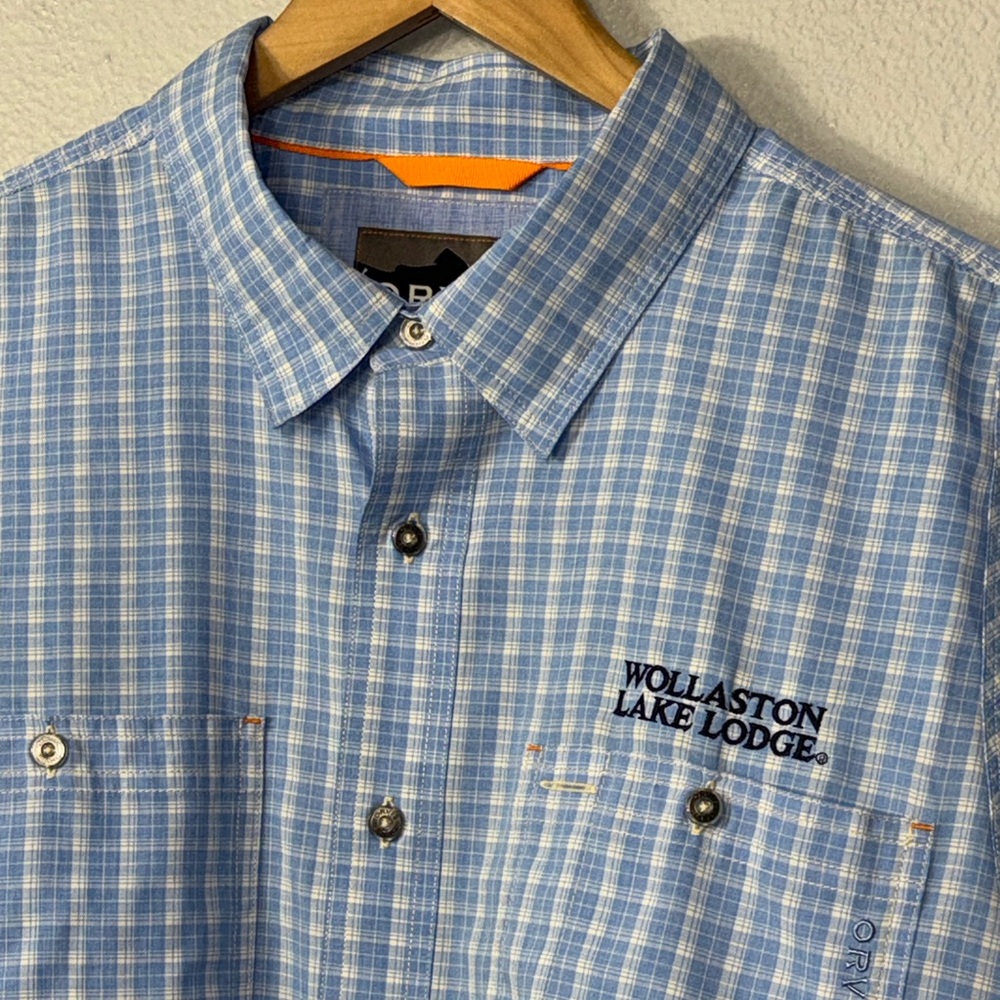Orvis Men's Light Blue‎ Plaid Shirt